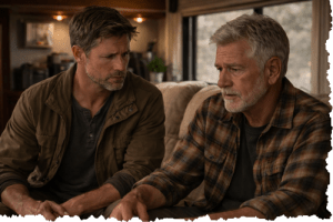 Kenny and Emerson talking. Letters From A Survivor Zombie Series