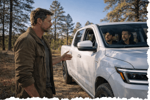 Kenny chatting with AJ and Kyle. Letters From A Survivor zombie series