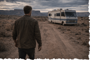 Kenny walks to his dad's RV. Letters From A Survivor Zombie series