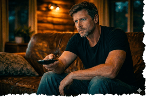 Kenny watching TV. Letters From A Survivor, zombie series